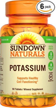 Sundown Naturals Multi-Source Potassium, 90 Tablets (Pack of 6)