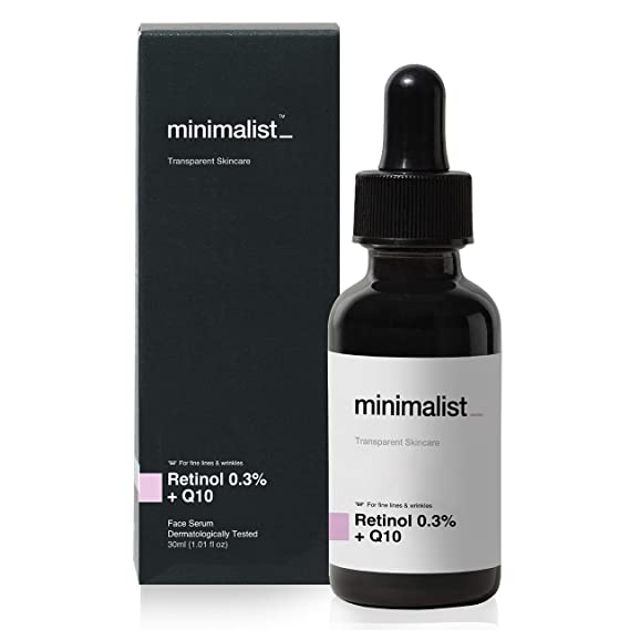 Minimalist 0.3% Retinol Serum For Face For Anti Aging, 30 ml | Night Face Serum With Retinol & Q10 To Reduce Fine Lines & Wrinkles | For Women & Men