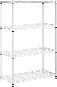 Honey-Can-Do 4-Tier Heavy-Duty Adjustable Shelving Unit with 250-lb Weight Capacity, White SHF-09440 White