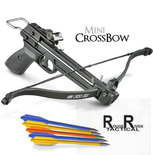 Rogue River Tactical 50lb Mini Crossbow Pistol Hand Held Archery Hunting Cross Bow with 17 Arrows