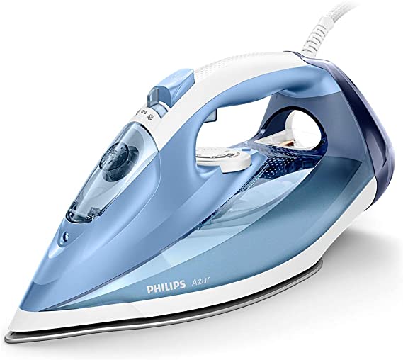 Philips Azur Steam Iron with 180 g Steam Boost, 2400 W and SteamGlide Soleplate - Blue - GC4532/26