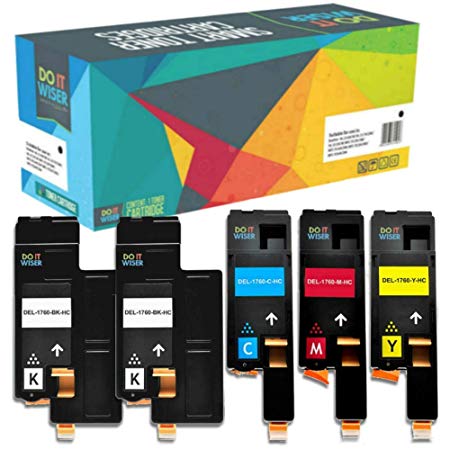 Do it Wiser 5 Compatible Toner Cartridges for Dell 1250c 1350cnw 1355cn 1355cnw C1760nw C1765nf C1765nfw