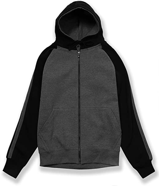 JD Apparel Men's Hipster Fleece Full Zip Up with Kanga Pocket Hoodies