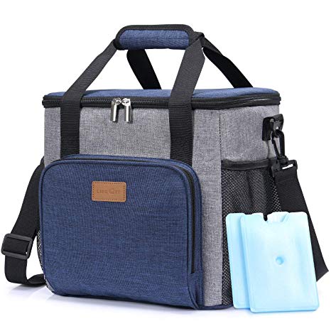 Lifewit Insulated Large Lunch Box Lunch Cooler Bag for Men Adults, 17L (24-Can) Soft Cooler for Sports/Work, Big Lunch Bag Keep Food Cold Hot Fresh, Blue [ with 2 Ice Packs & Bottle Opener ]