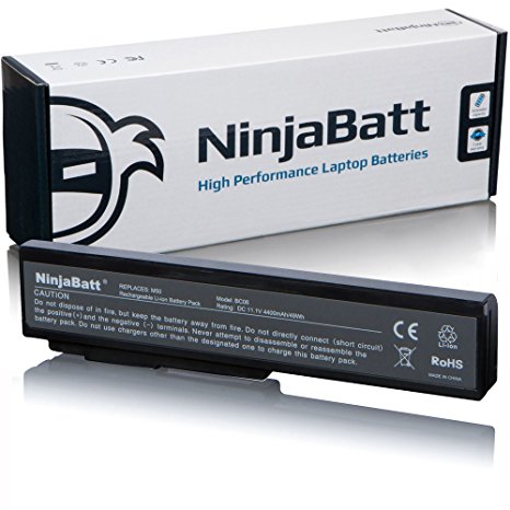 NinjaBatt Laptop Battery for Asus N53SV A32-N61 A32-M50 A33-M50 M50 M60 N53 G50 G60 N53J N53S N61J N53JQ N53SN N61JQ N61JV G50VT G51VX L062066 X64 X5M X5MS - High Performance [6 Cells/4400mAh/49Wh]