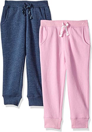 Amazon Brand - Spotted Zebra Girls' Toddler & Kids 2-Pack Fleece Jogger Pants