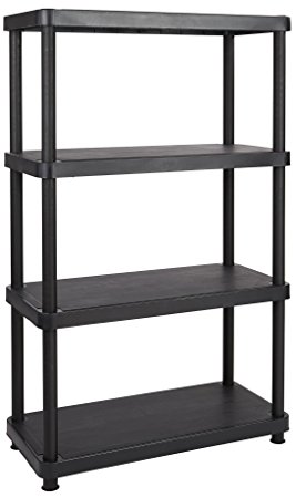 Keter 4-Shelf Heavy Duty Freestanding Shelving Unit Storage Rack, Black