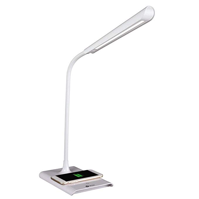 OttLite Power Up LED Desk Lamp with Wireless Charging | 3 Brightness Settings, Reduces Eye Strain, 2.1A USB Port, Qi Wireless Charging | Great for Home, Office, Workshop, Dorm