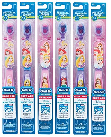 Oral-B Kids Manual Toothbrush featuring Disney's Princess Characters, Soft bristles, 6 count