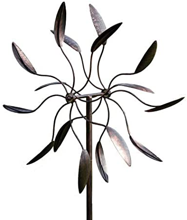 Evergreen Garden Twirler Powder-Coated Metal Kinetic Wind Spinner - 24”W x 6”W x 82”H
