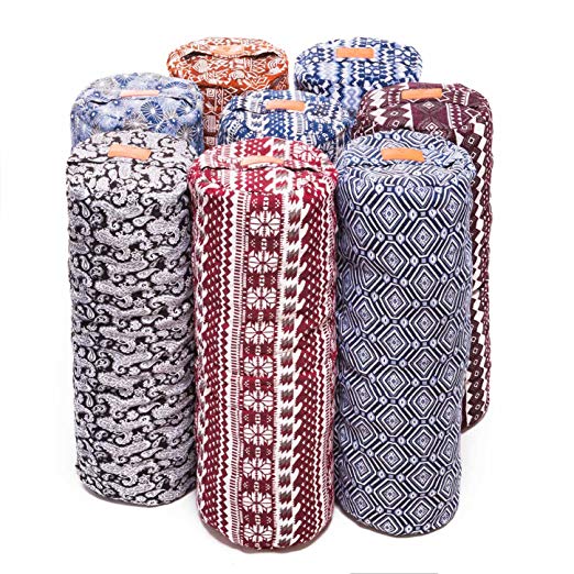 #DoYourYoga Round Yoga Bolster »Krishna« with Organic buckwheat Husk / 26.8" x 8.66" – Ideal as Yoga Cushion/zafu /mat/Machine Washable & Skin-Friendly. 100% Cotton/Multiple Colours and Styles.