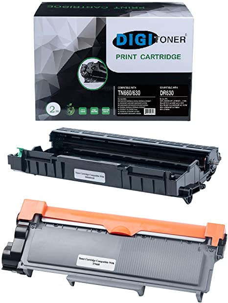 TonerPlusUSA Compatible Toner Cartridge and Drum Unit Set Replacement for Brother DR630 TN630 TN660 High Yield for DCP-L2540DW/HL-L2300D/L2360DW/MFC-L2680W/L2685DW Black (1DR630  1TN660, [1 1] Pack)