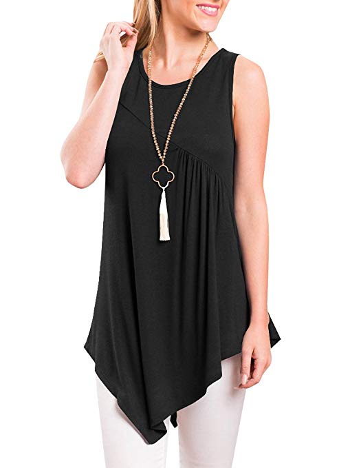 Karlywindow Sleeveless Loose Fit T Shirt Tunic Tank Tops