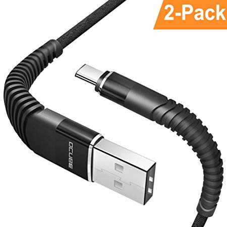 USB Type C Cable, OCUBE USB C to USB A Charger (2 Pack,3.9ft) Nylon Braided Fast Charging Cord for Samsung Galaxy S9 S8 Plus Note 8, Pixel XL, LG V30 V20 G6 G5, Nintendo Switch, OnePlus 5 3T (Black)