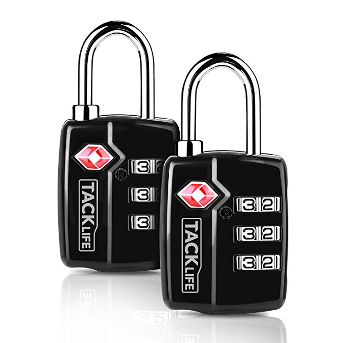 Luggage lock,TACKLIFE-HCL3A padlock,TSA Approved,3Digit Combination Lock, 2 Packs Combination Steel Padlocks,Travel Lock for Suitcases & Baggage,Small and Easy to Read