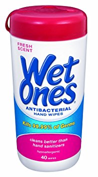Wet Ones Antibacterial Hands & Face Wipes Fresh Scent 40 Count Canister (Pack of 4)