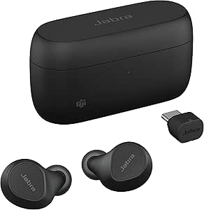 Jabra Evolve2 True Wireless in-Ear Bluetooth Earbuds with Active Noise Cancellation (ANC) and 4-mic MultiSensor Voice Technology - Microsoft Teams Certified, Works with All Other Meeting apps - Black