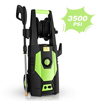 mrliance 3500PSI Electric Pressure Washer 2.0GPM Power Washer 1800W High Pressure Washer Cleaner Machine with Spray Gun, Hose Reel, Brush, and 4 Adjustable Nozzle (Green)