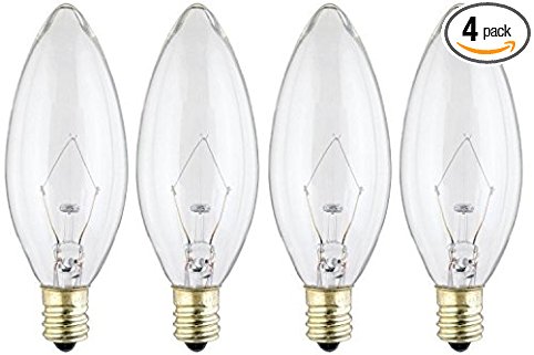 Westinghouse 4023 40-Watt, B 9-1/2 Decorative Ceiling Fan Bulb, Candelabra Base, Clear - 4 Pack