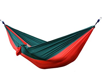 Travel Camping Hammock Portable Parachute Nylon Fabric for Hiking, Boating, Sleeping, Backpacking, Climbing