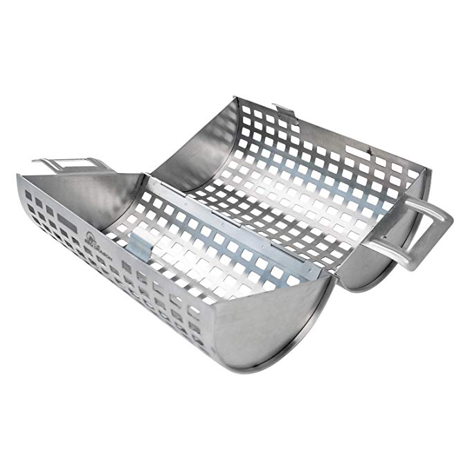 BBQ Dragon Rolling Grill Basket for Vegetables, The ONLY Vegetable Grilling Basket That Rolls to Turn Kabobs, Veggies and Shrimps on Your BBQ Grill - Grilling Accessories from