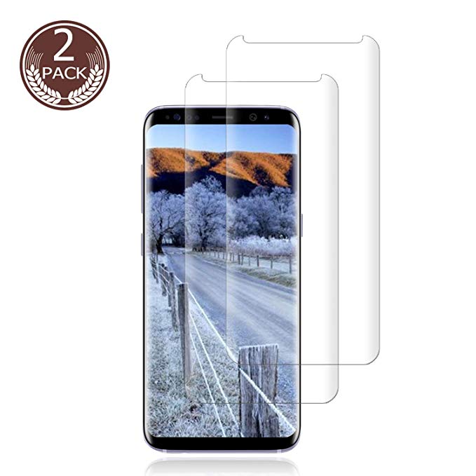 [2 Pack] Galaxy S9 Screen Protector 9H Hardness/Anti-Scratch/Anti-fingerprint/Anti-Bubble/3D Curved/High Definition/Ultra Clear Tempered Loopilops Glass Screen Protector Compatible Samsung Galaxy S9