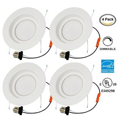 Powermall 6 Inch Dimmable 13W 100W Led Retrofit Downlight Energy Star 1100LM 3000K Warm White UL Listed Recessed Trim Ceiling Light Fixture 4 Pack