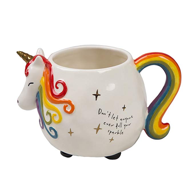 Natural Life Large Ceramic Unicorn Mug - 16 oz, Fun, Cute, 3D Rainbow Unicorn Cup With Handle for Coffee, Tea, More