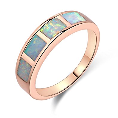 Jiangyue Women Rings Fire Created Opals Gold Plated Ring Party Engagement Wedding Band Charming Jewelry Size 5-10
