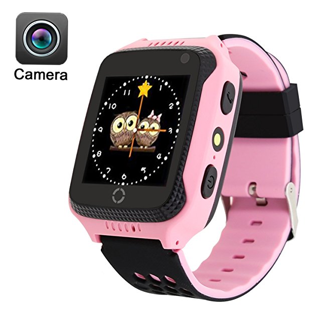 Christmas Gift Watch, Mictchz Kids GPS Tracker Smart Watch with Camera SIM Calls SOS Anti-lost GPS   LBS Smart Watch for Children Boys Girls for Android iPhone Smart Watch (Pink ( Camera ))