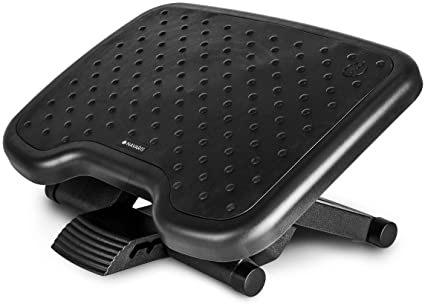 Navaris Footrest for Under Desk - Adjustable Ergonomic Foot Rest with 0-25 Degree Tilt for Better Posture at Office, Computer, Work, Table - Black