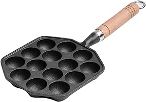 Jectse Aebleskiver Pan, 14 Holes Nonstick Takoyaki Grill Pan Takoyaki Maker with Detachable Handle, Pancake Octopus Grill Cookware for Making Pancake Balls