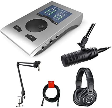 RME Babyface Professional Podcast Kit with Audio Technica BP40 Broadcast Mic, Audio-Technica ATH-M40x Pro Headphones & Boom Arm Bundle