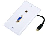 Monoprice 104569 VGA Stereo Audio Wall Plate 35mm Gold Plated