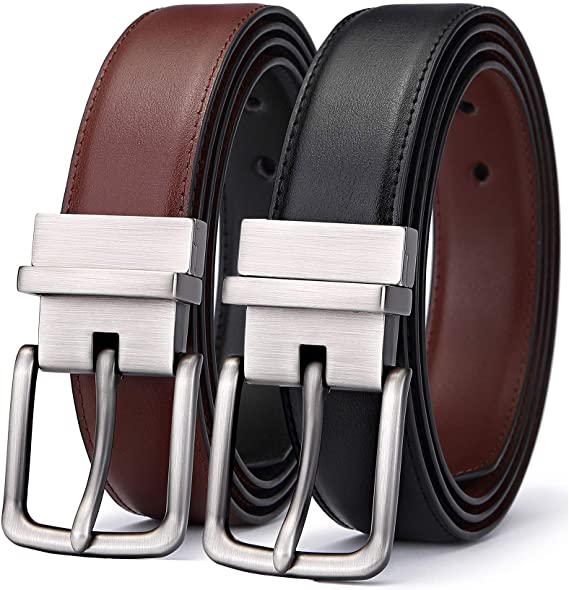 Men's Belt, Bulliant Leather Reversible Belt 1.25" For Mens Dress Casual Golf Belt,One Reverse For 2 Colors