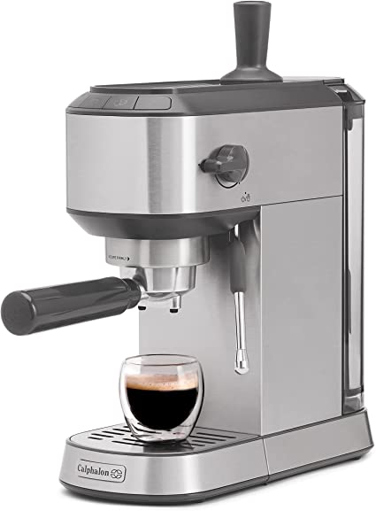 Calphalon Compact Espresso Machine, Home Espresso Machine with Milk Frother, Stainless Steel