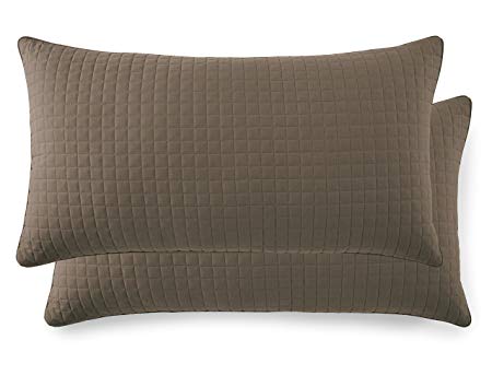 Southshore Fine Linens - VILANO SPRINGS - Pair of Quilted Pillow Sham Covers (No Inserts), 20" x 26", Dark Taupe