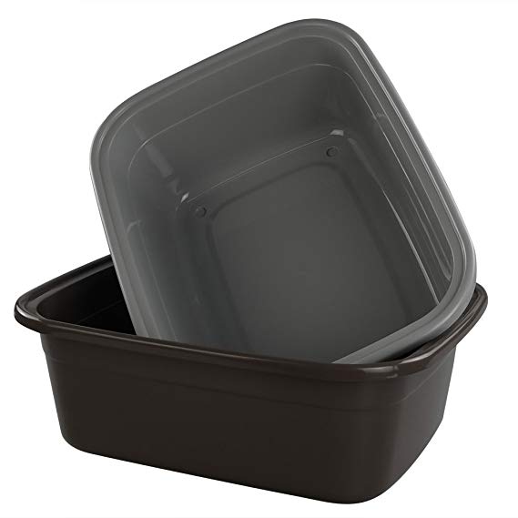 Yubine 18 Quart Plastic Dish Pans/Wash Basins, 2 Packs