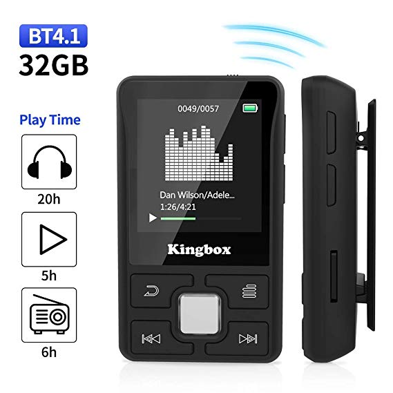 MP3 Player, 32GB Music Player with BT 4.1, Audio Walkman with Wearable Clips Support E-Book/Voice Recorder/FM Radio/Photo Viewer, Expandable Up to 128 GB