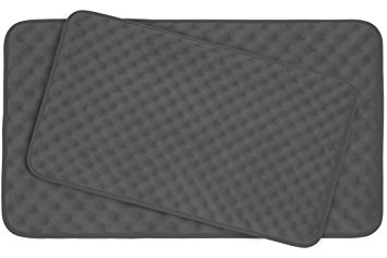 Bounce Comfort Extra Thick Memory Foam Bath Mat Set - Massage Plush 2 Piece Set with BounceComfort Technology, 20 x 32 in. Dark Grey