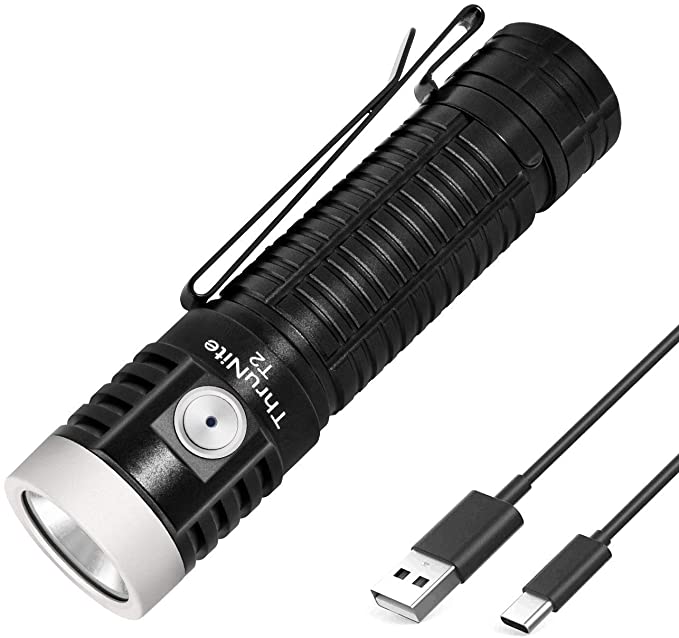 ThruNite T2 Rechargeable Flashlight 3757 High Lumens USB Type-C Fast Charging, CREE XHP70 Cool White LED Bright Handheld Flashlight - CW