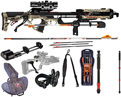 Barnett Crossbows Hypertac Pro 430 FPS Crossbow Package Bundle with Crossbow Soft Case, Hyperflite Arrow (3-Pack), Monopod, Cross Xbow, and Deactivation Bolts (5-Pack) (6 Items)
