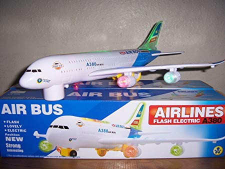 Air Bus A380 Aeroplane Bump and Go with flashing lights Sound effects Toy Sound Light Model Airplane