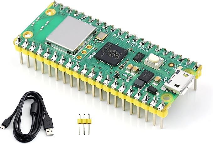 waveshare Pre-Soldered Raspberry Pi Pico W Microcontroller Board Basic Kit,Built-in WiFi,Supports 2.4/5 GHZ Wi-Fi 4,Based On RP2040 Dual-Core Processor