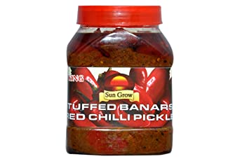 Sun Grow Maa Ka Hath Ka/Mother Made Homemade Masalo Se Bana Chatpata Stuffed Banarasi Red Chilli Pickle 1 Kg in Jar