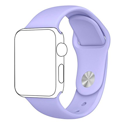 Yearscase 42MM Soft Silicone Sport Replacement Band for Apple Watch Series 1 2 3, M/L Size - Lilac