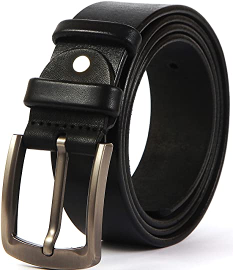 Men Leather Belt Full-Grain Solid Cowhide Straps 35-40 mm Width (XXL-139cm&gt;46-50"waist, Black 40mm (1.5"))