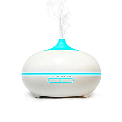 Aroma Diffuser, MaxTronic 300ML Essential oil Diffuser Electric Ultrasonic Cool Mist Humidifier Aromatherapy with 7 Color LED Lights Changing, Auto Timer and Waterless Auto Shut-off Air Purifier for Home, Bedroom, Baby Room, Spa, Yoga, Office