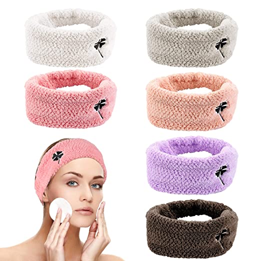 Spa Headband – 6 Pack Soft Microfiber Hair Band, Facial Head Wrap, Adjustable Stretch Makeup Headbands Headwraps for Face Washing, Shower, Facials, All Hair Types