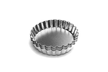 Fox Run 4590 Tartlet/Quiche Pan with Removable Bottom, Tin-Plated Steel, 4-Inch, Set of 4